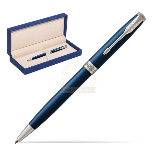 Długopis Parker Sonnet Niebieska Laka CT w granatowym pudełku zamszowym