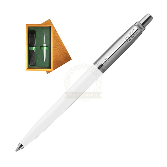 Długopis Parker Jotter Originals Biały w pudełku drewnianym Honey Single Zieleń