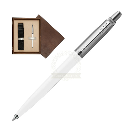 Długopis Parker Jotter Originals Biały w pudełku drewnianym Wenge Single Ecru