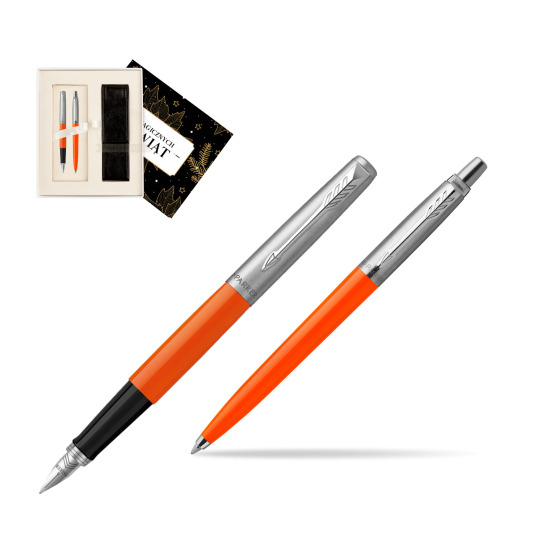 Zestaw Prezentowy Parker Pióro Wieczne + Długopis Jotter Originals Orange w pudełku Magia Świąt