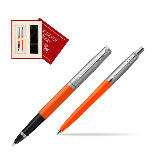 Zestaw Prezentowy Parker Pióro Kulkowe + Długopis Jotter Originals Orange w pudełku Wesołych Świąt czerwone