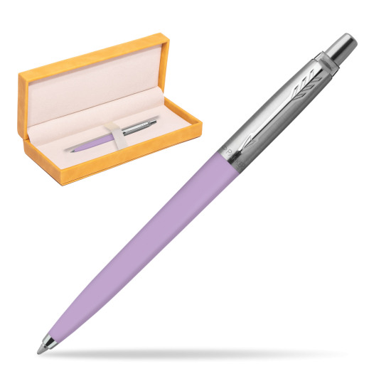 Długopis Parker Jotter Originals Pastel Lilac w żółtym pudełku zamszowym