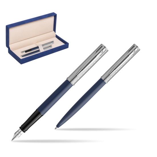 Zestaw Waterman pióro wieczne + długopis Allure Deluxe Blue w granatowym pudełku zamszowym