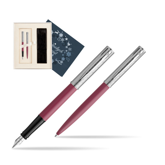 Zestaw Waterman Pióro wieczne + długopis Allure Deluxe Pink w pudełku Wesołych Świąt granatowe