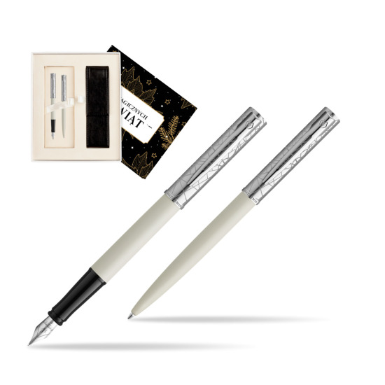 Zestaw Waterman Pióro wieczne + długopis Allure Deluxe White w pudełku Magia Świąt