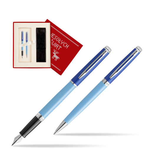 Zestaw Waterman pióro wieczne + długopis HÉMISPHÈRE COLOR-BLOCK BLUE w pudełku Wesołych Świąt czerwone