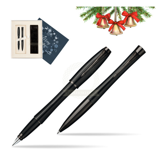 Zestaw prezentowy Parker Pióro + Długopis Parker Urban Premium Czarny Mat w pudełku Merry Christmas granatowe