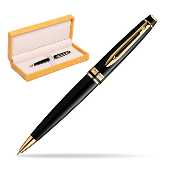 Długopis Waterman Expert Czarny GT w żółtym pudełku zamszowym